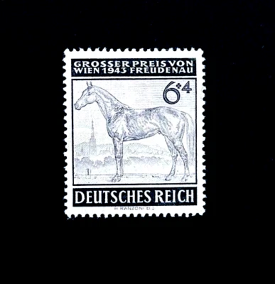 Sello de ALEMANIA - 1943 Reich alemán caballo de carreras semi postal Sn B244 MHR r27 Foto 1 de 2