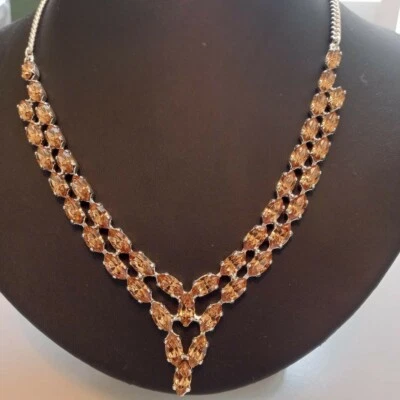 Stunning Two Row Navette Diamante Necklace — 第 1/4 张图片