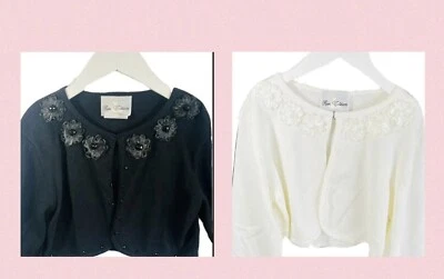 Rare Editions Sweater 2T, 10, 14, 16 Girls Ivory or Black shrug NWT $30 - Image 1 of 4