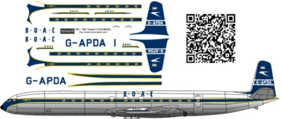 BSmodelle 144347 - 1/144 DH-106 Comet4 BOAC decal for aircraft model scale kit - Image 1 of 4