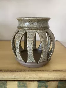 Portacandele grande ceramica Mulini luminare fatto a mano 6,5”H firmato 2017 - Foto 1 di 9