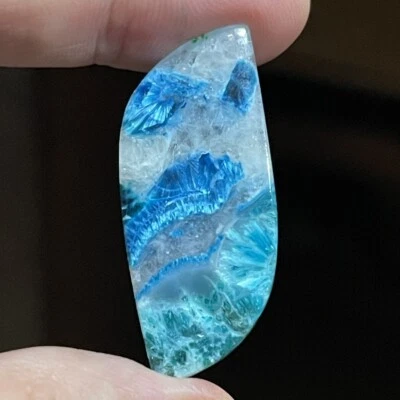 23.5ct 36x16.3x4mm Rare Plancheite Cuprite Shattuckite Dioptase Calcite Cabochon - Image 1 of 4