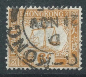 HONG KONG 1923 SGD4 6c yellow watermark Script Postage Due fine used. Cat £15 - Picture 1 of 2