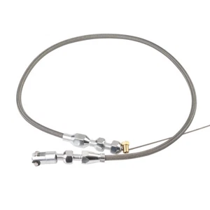 24" Braided Throttle Gas Cable Kit Swap Fuel Line Kit Stainless Steel Universal - Picture 1 of 10