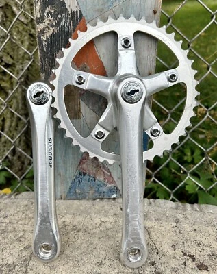 Juego de bielas vintage Sugino 42T bielas cónicas cuadradas 175 bicicleta BMX de la vieja escuela años 80 1X Foto 1 de 4