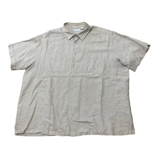 Cafe Luna Linen Button Up Shirt Men 2XL Pleated Preppy Beach Tan Western XXL 58" - Picture 1 of 21
