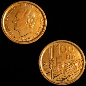 *GUTSE* J. CARLOS I-4, 100 PESETAS 1995, LIS REVERSO, CANTO ANCHO, SIN CIRCULAR. - Imagen 1 de 1