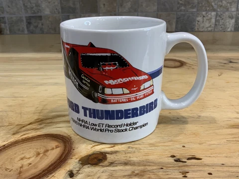 Vintage Ford Motorsport~Thunderbird 1986 NHRA World Pro Stock Champion Mug Cup Cover