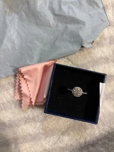 1 carat moissanite ring in halo silver 925 for wedding promise - Picture 1 of 4