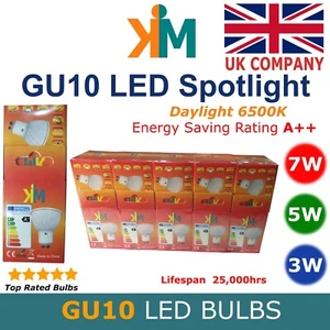 GU10 LED Bulbs 3W 5W 7W Energy Saving Spot Lights Downlights Celing Lights 6500K - Picture 1 of 33