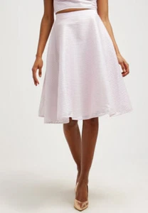 TED BAKER Alishia stripe print mesh fit&flare full midi skirt wedding party 4 14 - Picture 1 of 12