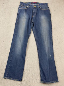 VINTAGE Tommy Hilfiger Jeans 33x32 Relaxed Straight Blue Denim Distressed Dark