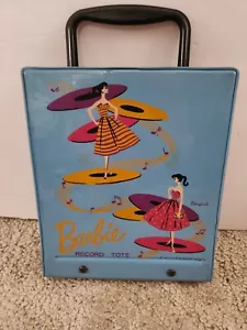 Vintage 1961 Blue Barbie Vinyl Record Tote W/Handles By Mattel! - Picture 1 of 7