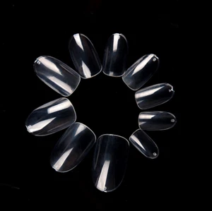 100pcs Full Cover Short Round Head Transparent Painted Fake Nail Manicurist Tool - Picture 1 of 5