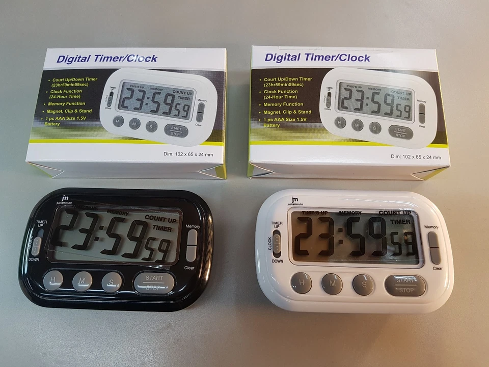 TIMER AL QUARZO DIGITALE COUNT DOWN MAGNETICO LOWELL U-T2687 BIANCO / NERO - Immagine 1 di 3