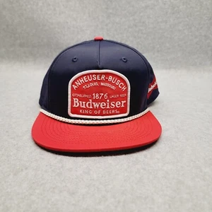 Budweiser Cerveza Anheuser-Busch Logo Azul/Rojo Snapback Sombrero Cuerda Gorra Rey de Cervezas - Imagen 1 de 11