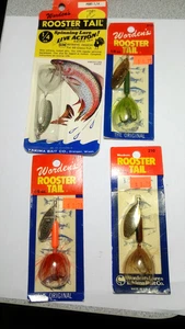 WORDEN'S,"ROOSTER TAILS", VINTAGE LOT OF 4, NIP, 2 ARE 1/4OZ, 2 ARE 1/6 OZ. - Picture 1 of 5
