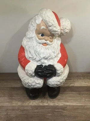 Estatuilla grande vintage de cerámica de Papá Noel guiñando un ojo pintado a mano 14" Foto 1 de 4