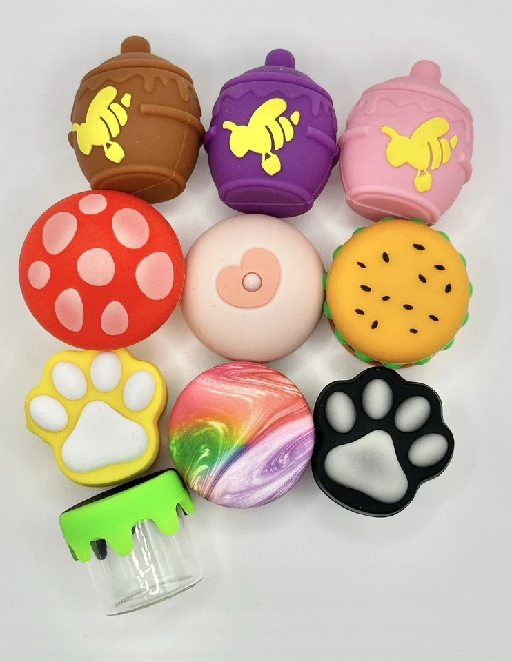10- Multi-Color Mixed Pack Of Silicone Wax Containers,Non-stick Oil Jars - Image 1 of 1