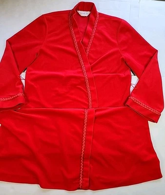Vanity Fair Size Small Red Velvet House Coat Dressing Robe Missing Belt Vtg Gown - Image 1 of 4