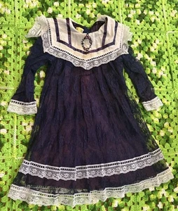 Vintage Gunne Sax Jessica McClintock Cottage Blumen Spitze Kleid Mädchen 4T wie abgebildet - Bild 1 von 8