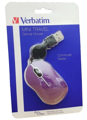 Verbatim Mini Travel Optical Mouse with Retractable USB Cable Purple - Image 1 of 4