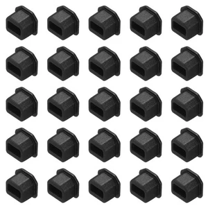 25pcs USB Type B Port Plugs Covers Anti Dust Protector for USB Female End, Black - Zdjęcie 1 z 4
