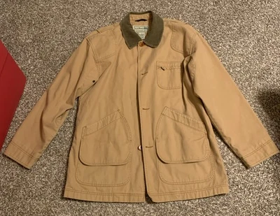 Abrigo LL Bean Chore marrón tostado para hombre L franela forrada pana cuello chaqueta Foto 1 de 3