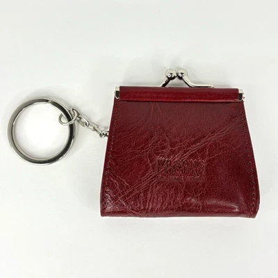 Mini monedero de cuero Wilson con bloqueo de beso llavero rojo borgoña Pelle Studio Foto 1 de 4