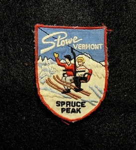 Parche de esquí STOWE Spruce Peak vintage años 50 Mount Mansfield VERMONT recuerdo - Imagen 1 de 3