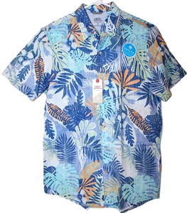Camisa hawaiana azul abotonada manga corta Izod Saltwater Dockside para hombre $55 - Imagen 1 de 3