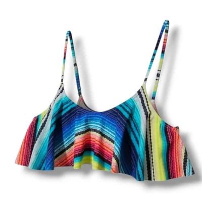 Forever 21 Juniors Multicolor Striped Flounce Bikini Top - Large NWT - Image 1 of 4