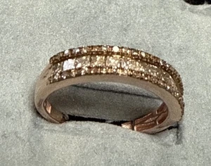 D JOY STERLING SILVER VERMEIL ROSE GOLD CHOCOLATE CHAMPAGNE DIAMOND RING SZ 9.5 - Picture 1 of 4