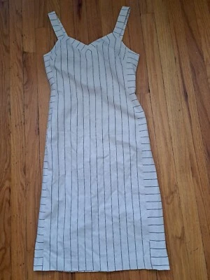 Nuevo con etiquetas Vestido Vaina Banana Republuc Talla 6 S Pequeño Rayas Midi Lino Algodón Vestido  Foto 1 de 4