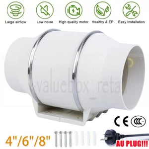 Silent Extractor Fan Duct Hydroponic Inline Exhaust Industrial Vent 4/6/8" Inch - Picture 1 of 5