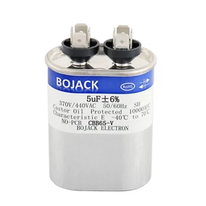 BOJACK 5 Uf ±6% 5 MFD 370V/440V CBB65 Condensatore Avviamento Corsa Ovale per Funzionamento Motore AC - Foto 1 di 12
