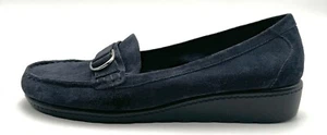 Aerosoles Loafers Womens 11M Parisian Suede Slip On Walking Comfort Classic Navy - Picture 1 of 17