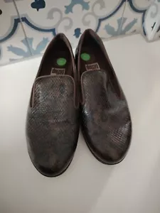 Fit Flop Suoerskate Brown Leather Shoes Size 7 NEW - Picture 1 of 3