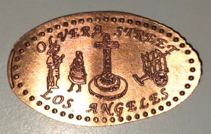 Retired Olvera Street Los Angeles CA Elongated Copper Penny Cross & Cart-CRC - Picture 1 of 2