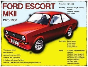 Ford Escort Mkii 1975 -1980 Pequeño Acero Signo 200mm x 150mm (Og) - Imagen 1 de 1