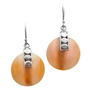 925 Sterling Silver Gold Abalone Shell Sterling Earrings, 11/16" - Picture 1 of 3