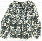 a. n. a. Polyester Button Lined Blouse Womens Size L Beige Black White Lg Sleeve
