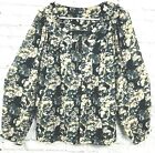 A. N. A. Polyester Button Lined Blouse Womens Size L Beige Black White Lg Sleeve