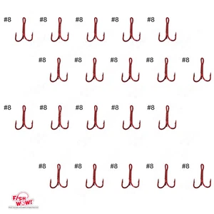 20 Stück Größe #8 Fische WOW!® Angeln 3x Drillinge rot super scharf Premium NEU - Bild 1 von 2