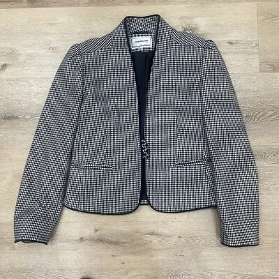 Jaqueta feminina vintage David Benjamin Ltd 9/10 preta branca fecho de 3 botões - Imagem 1 de 4