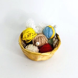 Dollhouse Miniature Accessories Yarn Basket Multicolored 1 3/4" Diameter - Picture 1 of 7