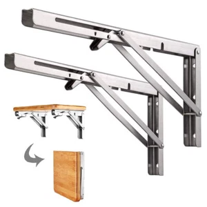 2/4Pcs Folding L Shelf Brackets Up Stainless Steel DIY Collapsible Wall Mounted - Picture 1 of 11