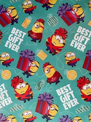 MINIONS GIFT WRAP WRAPPING PAPER FOLD FLAT ANY OCCASION 25 SQ FT NEW ONLY 2 LEFT - Image 1 of 4