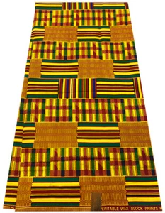 Estampado de cera africana Ankara diseño exclusivo de Kente, 100% algodón, se vende por 6 yardas - Imagen 1 de 2