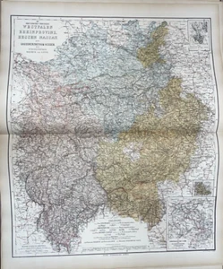 WESTFALIA GERMANY 1873 LUTHER VERY LARGE ANTIQUE DETAILED MAP 19TH CENTURY - Picture 1 of 11